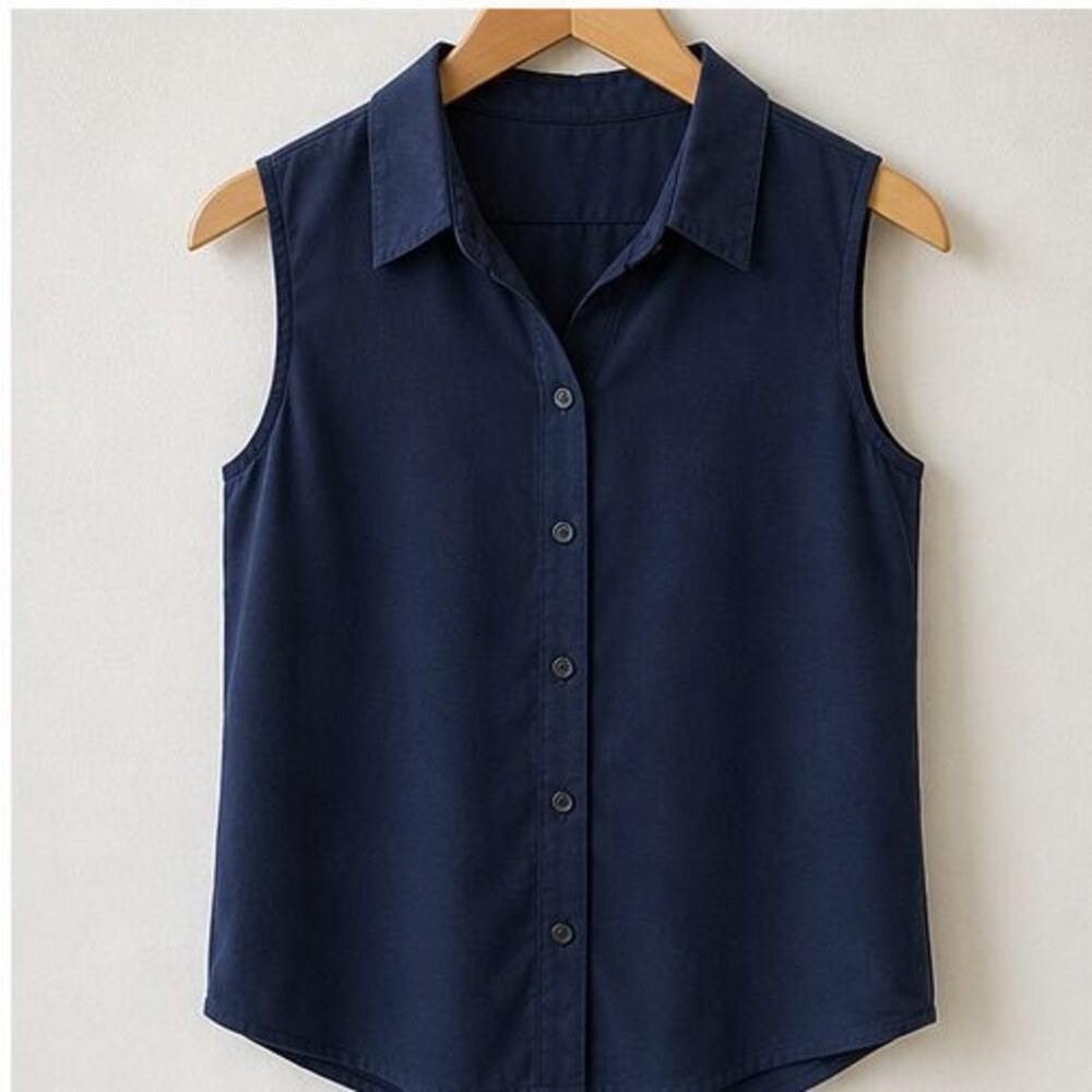 Navy Ruffle Blouse